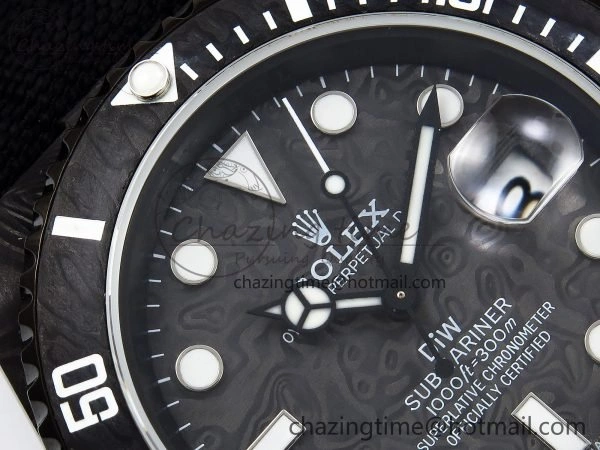 Submariner DIW Carbon IPKF 1:1 Best Edition Black White Dial on Black Nylon Strap VR Affordable 1652
