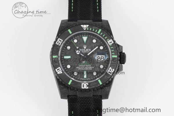 HighQuality Submariner DIW Carbon VSF 1:1 Best Edition Black Green Dial on Black Nylon Strap VS 2094