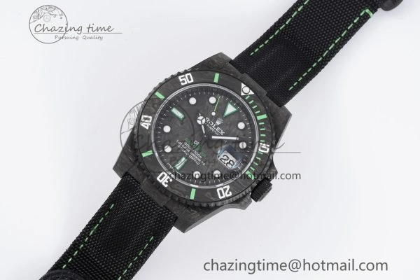 HighQuality Submariner DIW Carbon VSF 1:1 Best Edition Black Green Dial on Black Nylon Strap VS 2094