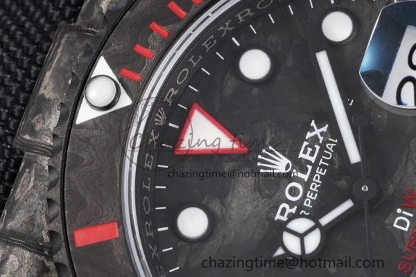 FashionForward Submariner DIW Carbon VSF 1:1 Best Edition Black Red Dial on Black Nylon Strap VS 2095