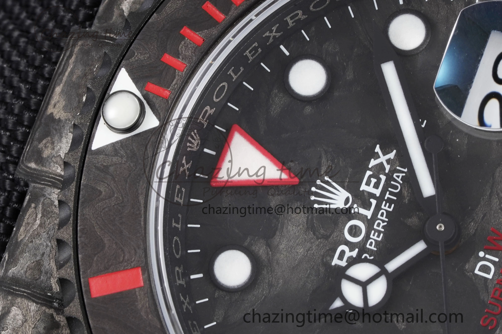 FashionForward Submariner DIW Carbon VSF 1:1 Best Edition Black Red Dial on Black Nylon Strap VS 2095