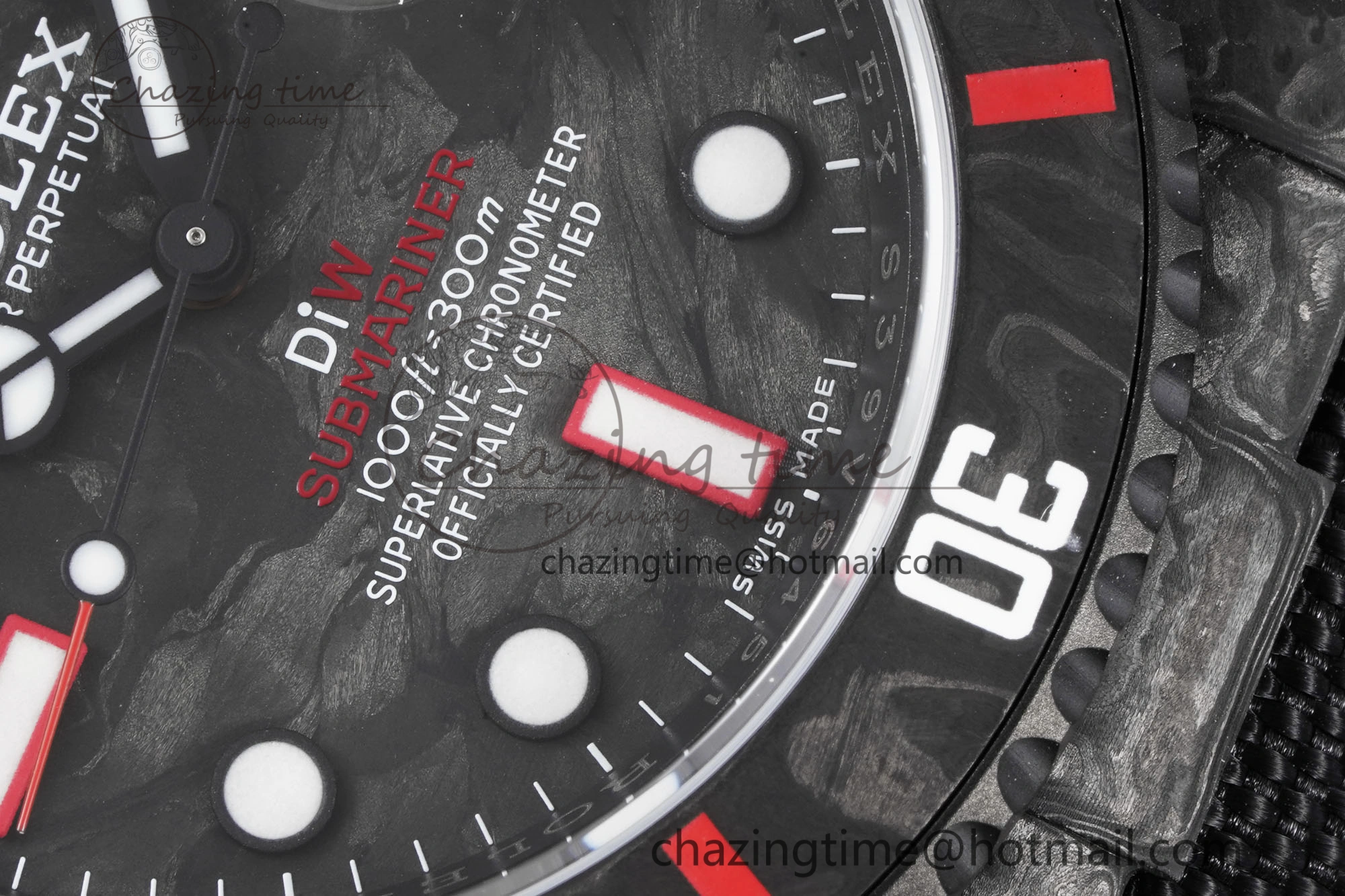 FashionForward Submariner DIW Carbon VSF 1:1 Best Edition Black Red Dial on Black Nylon Strap VS 2095