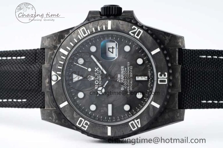 Submariner DIW Carbon VSF 1:1 Best Edition Black White Dial on Black Nylon Strap VS Lightweight 2165