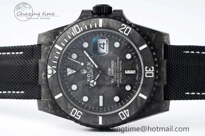 Submariner DIW Carbon VSF 1:1 Best Edition Black White Dial on Black Nylon Strap VS Lightweight 2165