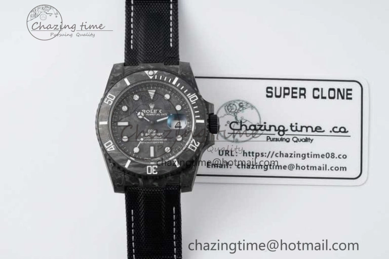 Submariner DIW Carbon VSF 1:1 Best Edition Black White Dial on Black Nylon Strap VS Lightweight 2165
