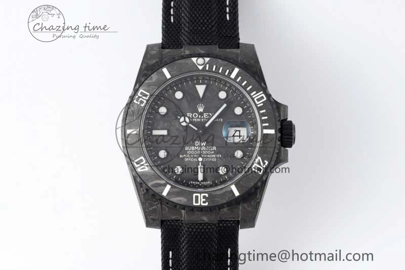 Submariner DIW Carbon VSF 1:1 Best Edition Black White Dial on Black Nylon Strap VS Lightweight 2165