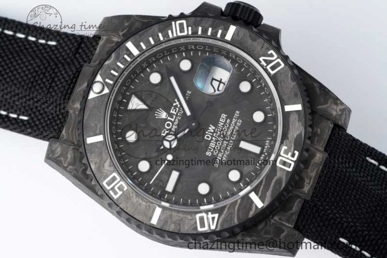 Submariner DIW Carbon VSF 1:1 Best Edition Black White Dial on Black Nylon Strap VS Lightweight 2165