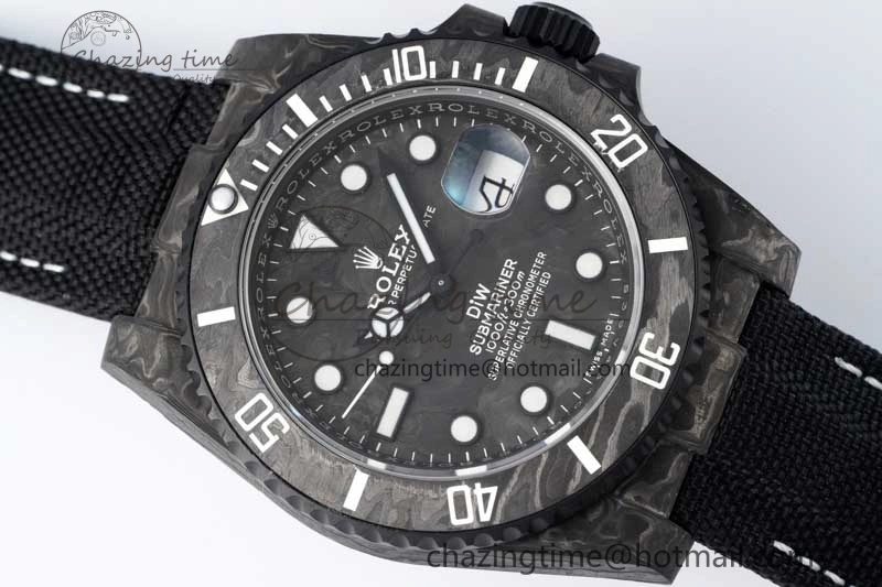 Submariner DIW Carbon VSF 1:1 Best Edition Black White Dial on Black Nylon Strap VS Lightweight 2165