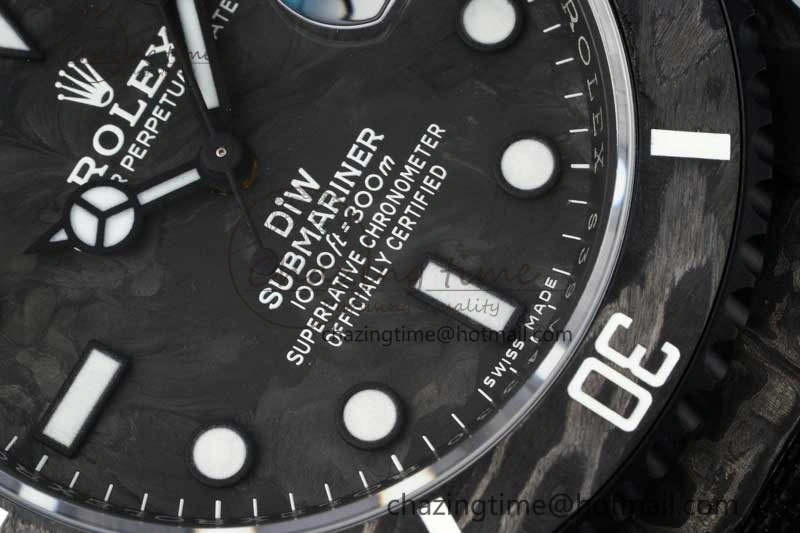 Submariner DIW Carbon VSF 1:1 Best Edition Black White Dial on Black Nylon Strap VS Lightweight 2165