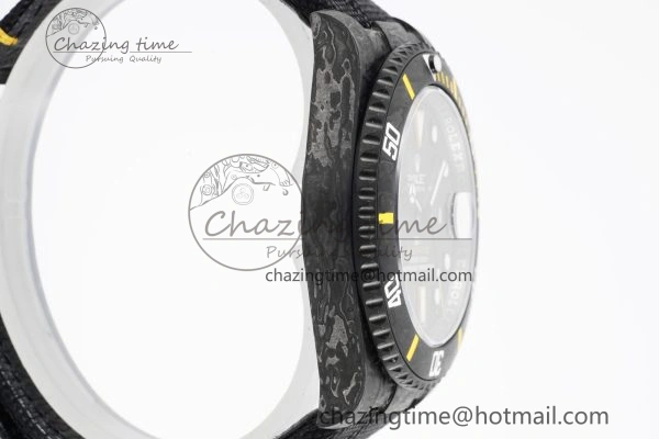 Colorful Submariner DIW Carbon VSF 1:1 Best Edition Black Yellow Dial on Black Nylon Strap VS 2093