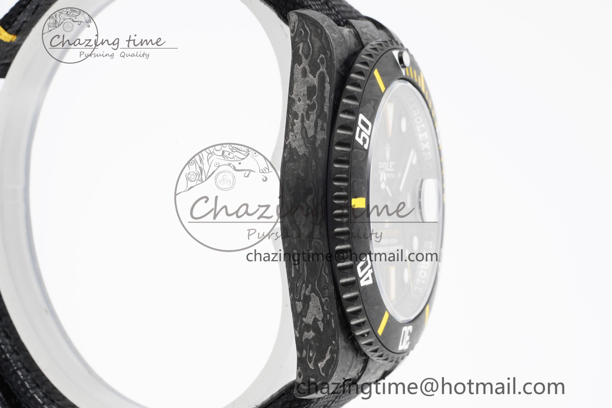 Colorful Submariner DIW Carbon VSF 1:1 Best Edition Black Yellow Dial on Black Nylon Strap VS 2093