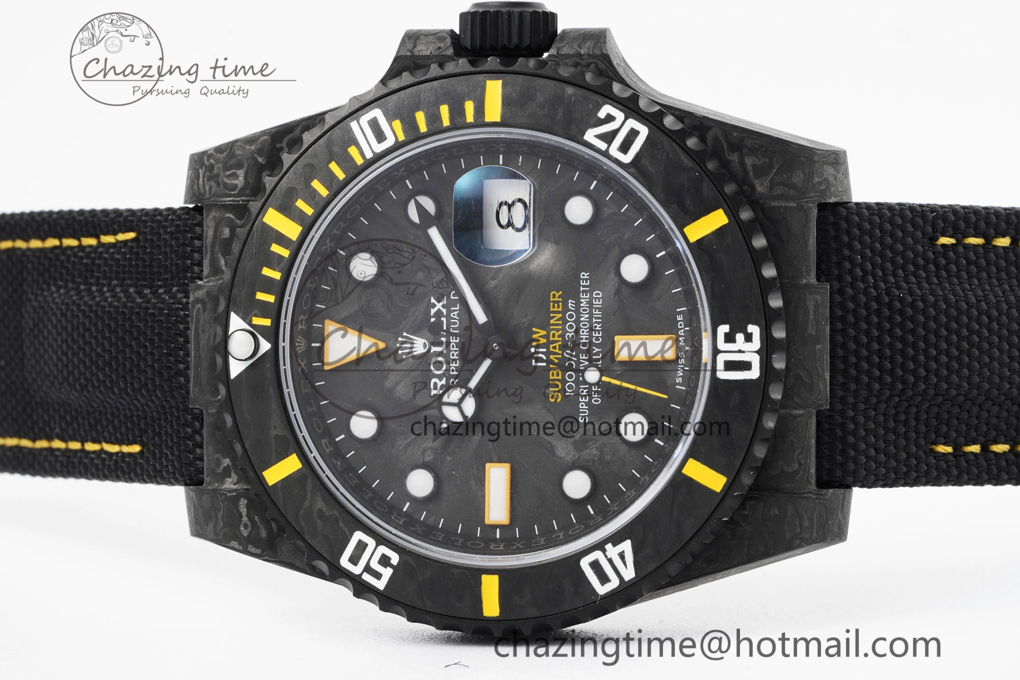 Colorful Submariner DIW Carbon VSF 1:1 Best Edition Black Yellow Dial on Black Nylon Strap VS 2093