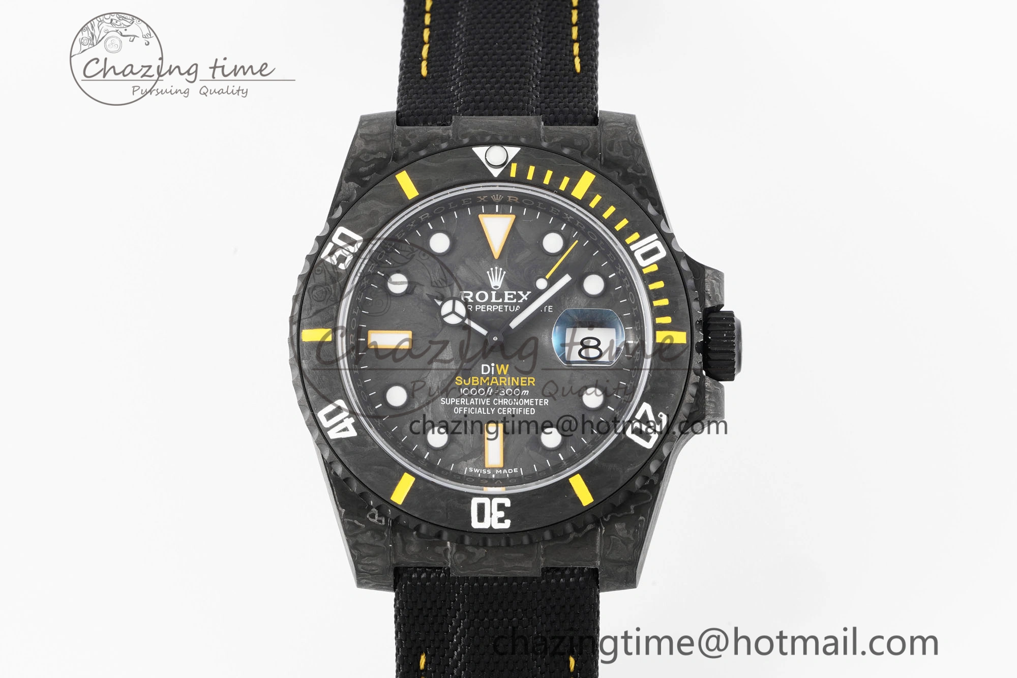 Colorful Submariner DIW Carbon VSF 1:1 Best Edition Black Yellow Dial on Black Nylon Strap VS 2093