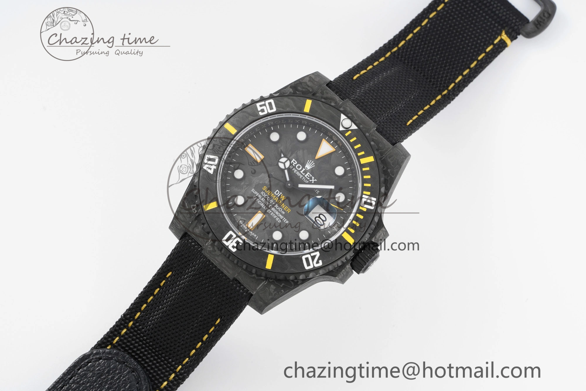 Colorful Submariner DIW Carbon VSF 1:1 Best Edition Black Yellow Dial on Black Nylon Strap VS 2093