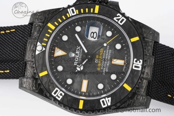 Colorful Submariner DIW Carbon VSF 1:1 Best Edition Black Yellow Dial on Black Nylon Strap VS 2093