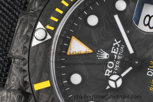 Colorful Submariner DIW Carbon VSF 1:1 Best Edition Black Yellow Dial on Black Nylon Strap VS 2093