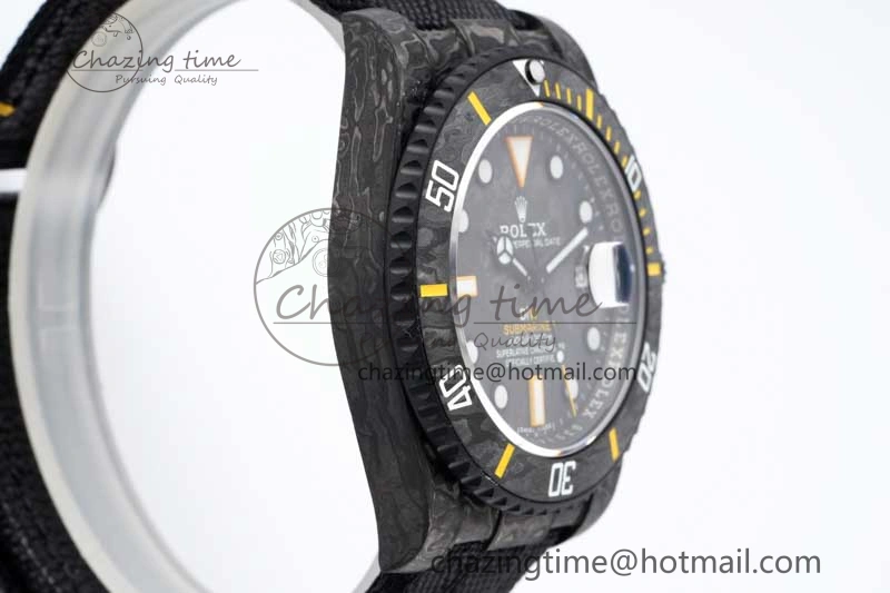 Minimalist Submariner DIW Carbon VSF 1:1 Best Edition Black Yellow Dial on Black Nylon Strap VS 2168