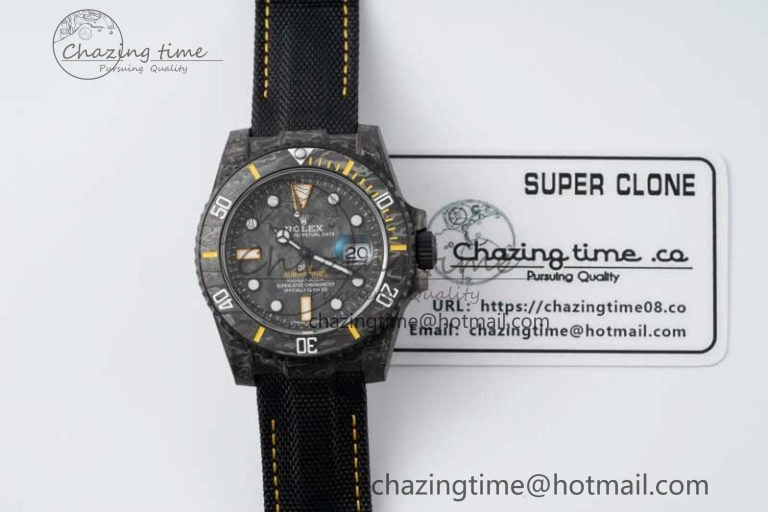 Minimalist Submariner DIW Carbon VSF 1:1 Best Edition Black Yellow Dial on Black Nylon Strap VS 2168