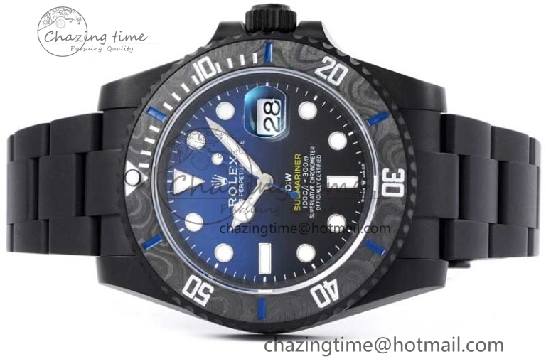 Effortless Submariner DIW DLC Sandblasted VSF 1:1 Best Edition Black Blue Dial on DLC Bracelet VS 2054