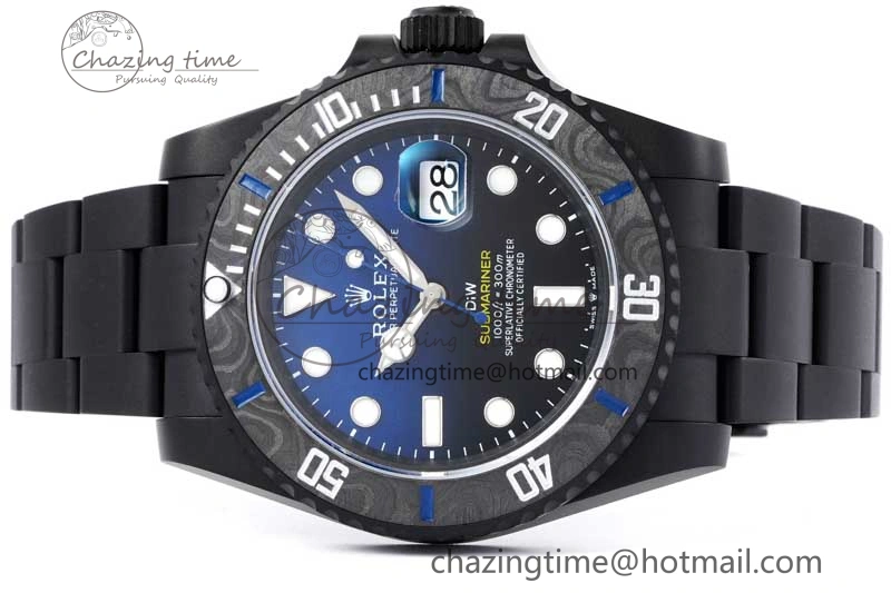 Effortless Submariner DIW DLC Sandblasted VSF 1:1 Best Edition Black Blue Dial on DLC Bracelet VS 2054