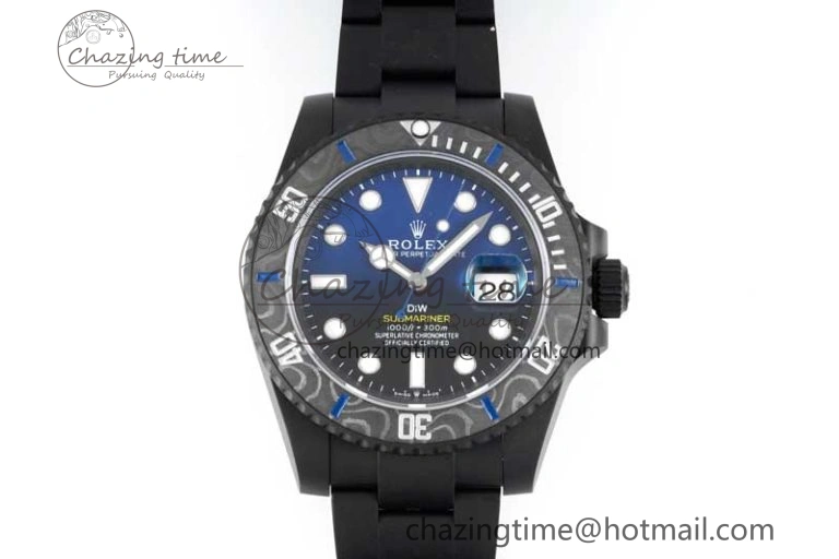 Effortless Submariner DIW DLC Sandblasted VSF 1:1 Best Edition Black Blue Dial on DLC Bracelet VS 2054