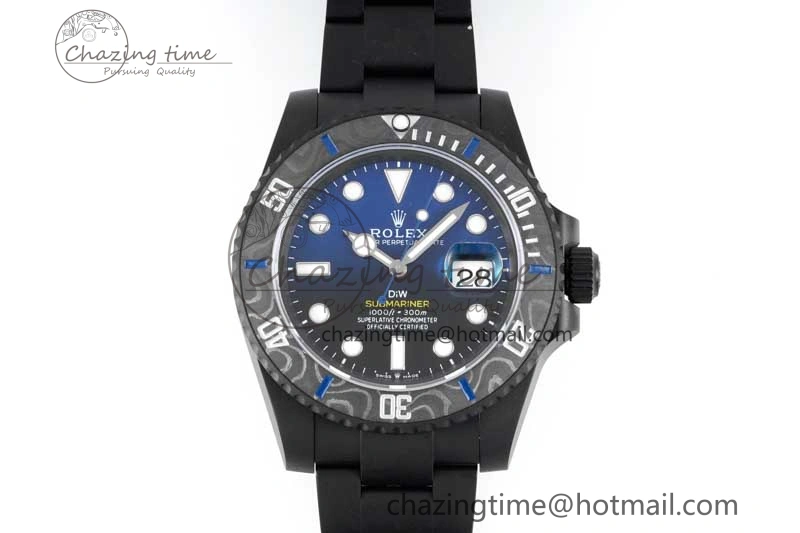 Effortless Submariner DIW DLC Sandblasted VSF 1:1 Best Edition Black Blue Dial on DLC Bracelet VS 2054