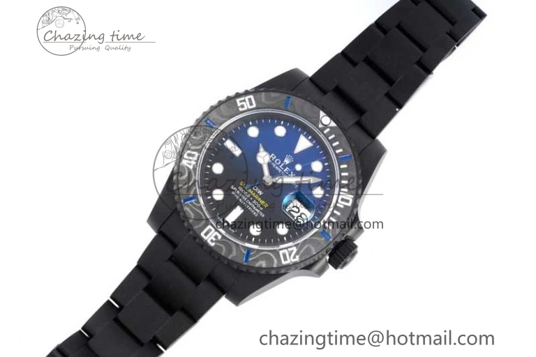 Effortless Submariner DIW DLC Sandblasted VSF 1:1 Best Edition Black Blue Dial on DLC Bracelet VS 2054