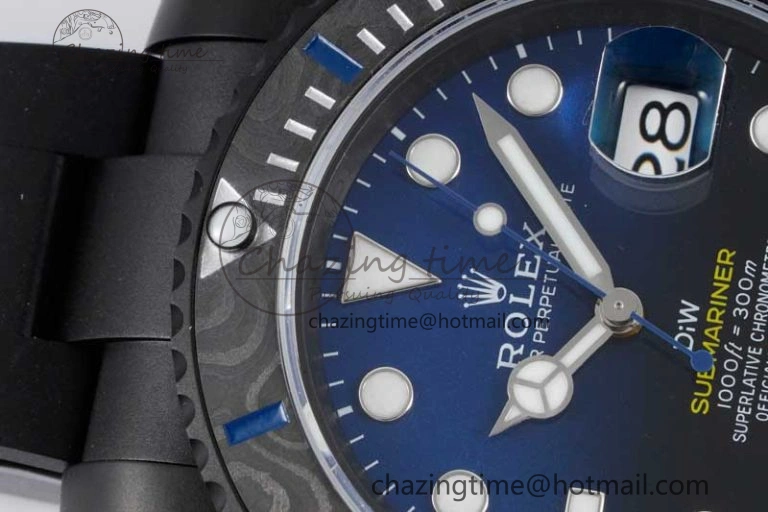 Effortless Submariner DIW DLC Sandblasted VSF 1:1 Best Edition Black Blue Dial on DLC Bracelet VS 2054
