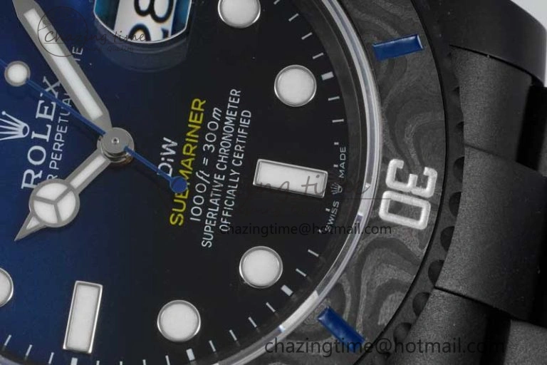 Effortless Submariner DIW DLC Sandblasted VSF 1:1 Best Edition Black Blue Dial on DLC Bracelet VS 2054