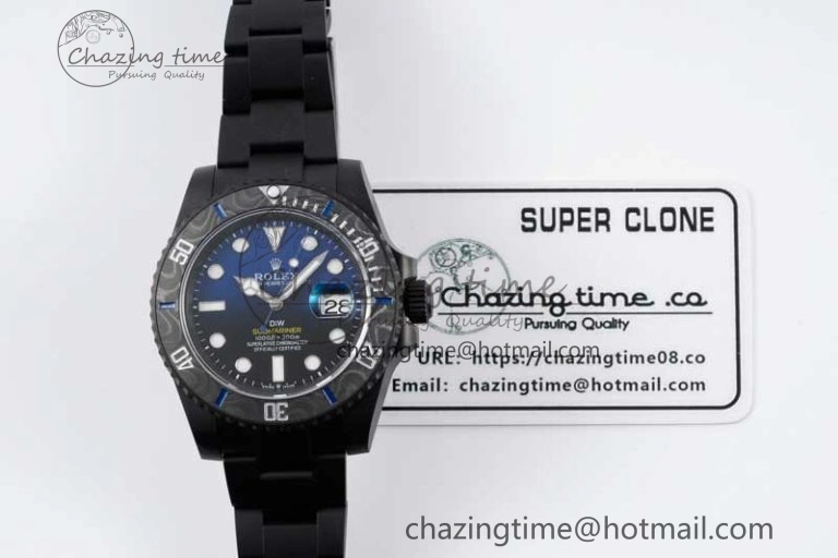 Effortless Submariner DIW DLC Sandblasted VSF 1:1 Best Edition Black Blue Dial on DLC Bracelet VS 2054