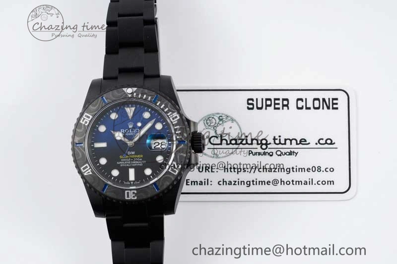 Effortless Submariner DIW DLC Sandblasted VSF 1:1 Best Edition Black Blue Dial on DLC Bracelet VS 2054