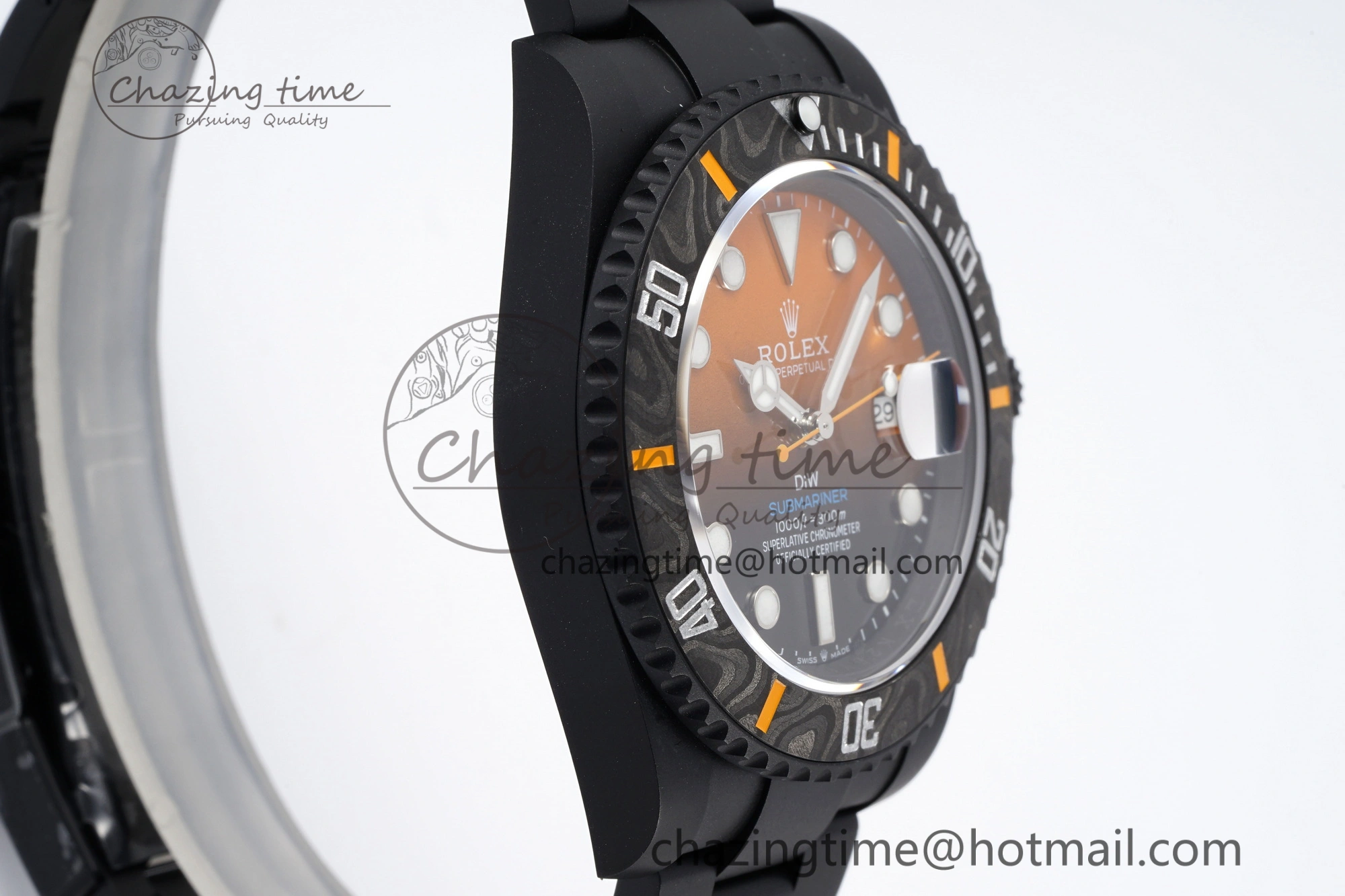 Submariner DIW DLC VSF 1:1 Best Edition Black Orange Dial on DLC Bracelet VS Classic 1824