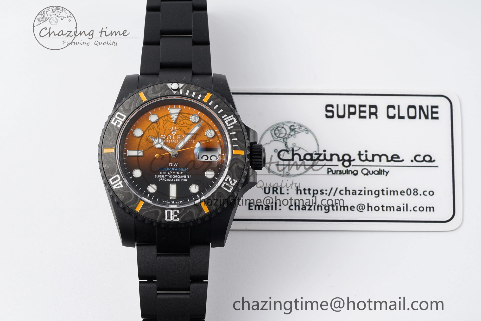 Submariner DIW DLC VSF 1:1 Best Edition Black Orange Dial on DLC Bracelet VS Classic 1824