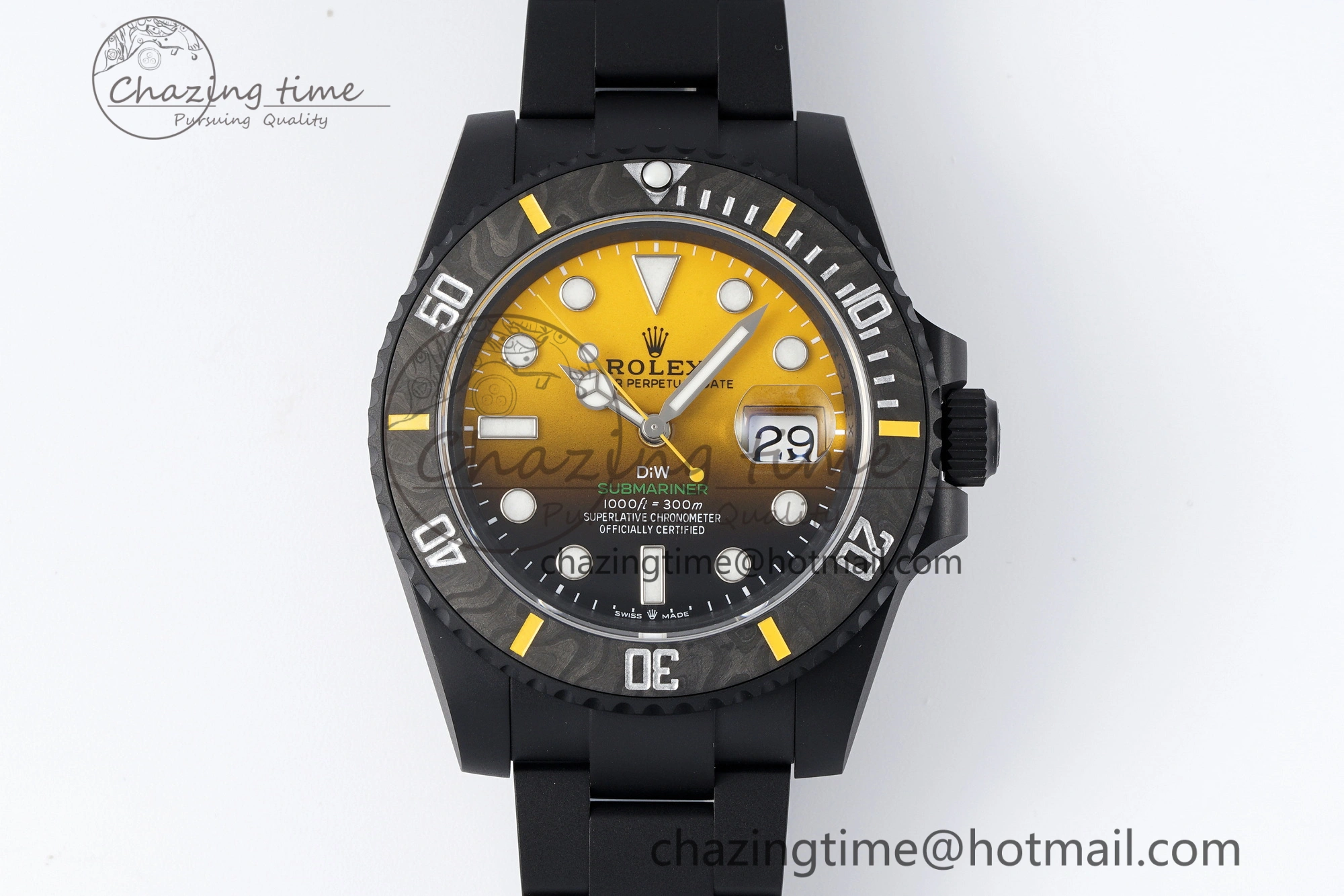 Submariner DIW DLC VSF 1:1 Best Edition Black Yellow Dial on DLC Bracelet VS Trendy 1825