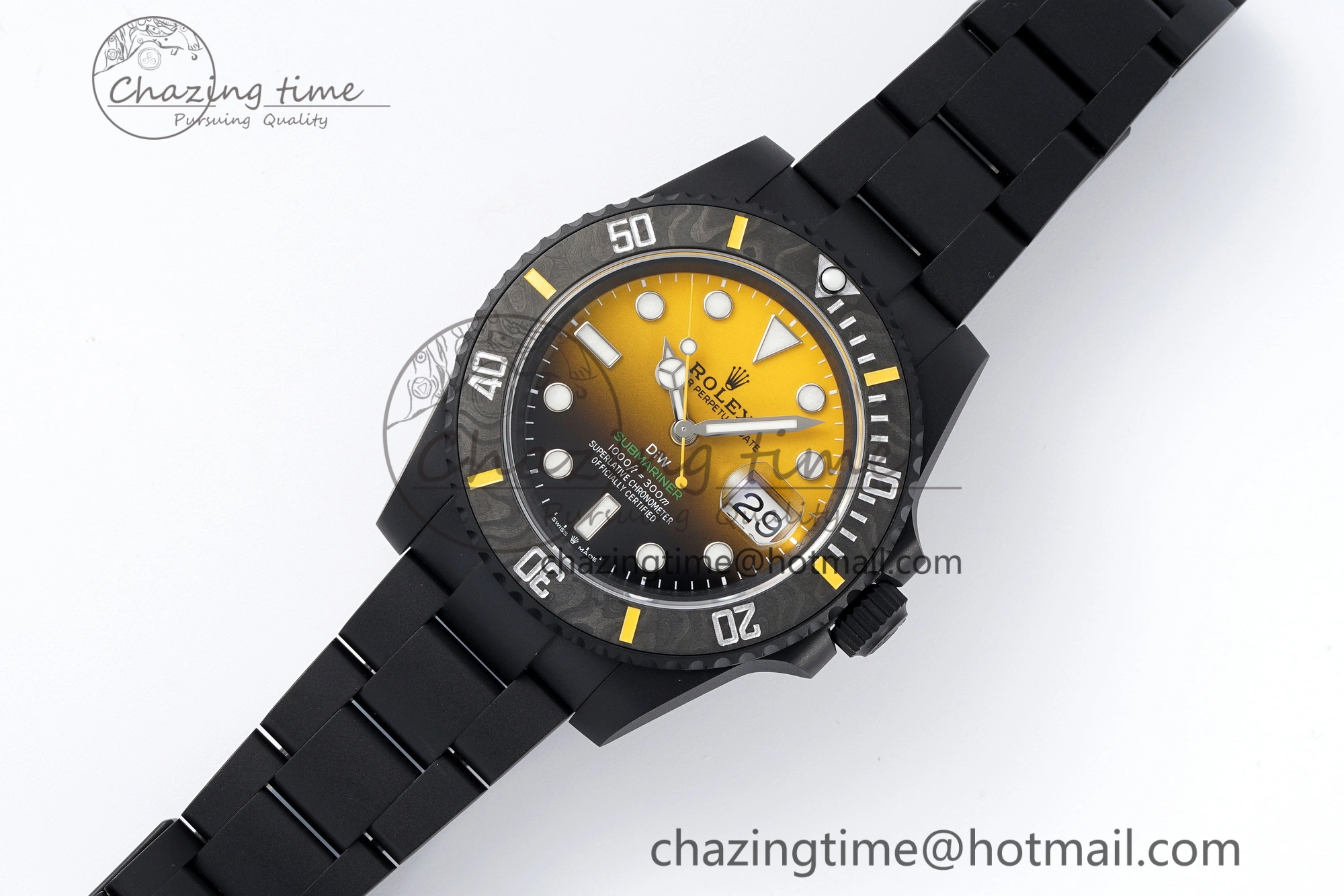 Submariner DIW DLC VSF 1:1 Best Edition Black Yellow Dial on DLC Bracelet VS Trendy 1825