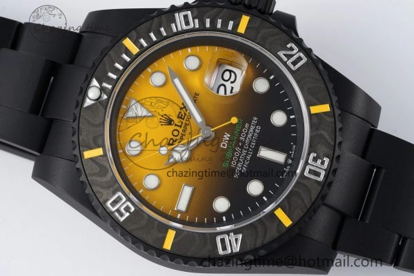 Submariner DIW DLC VSF 1:1 Best Edition Black Yellow Dial on DLC Bracelet VS Trendy 1825