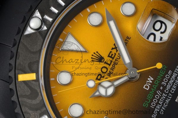 Submariner DIW DLC VSF 1:1 Best Edition Black Yellow Dial on DLC Bracelet VS Trendy 1825