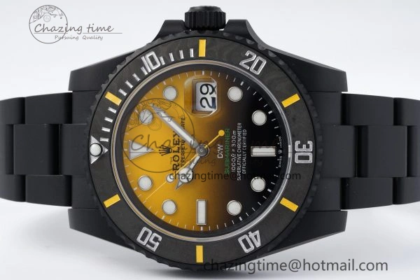 Submariner DIW DLC VSF 1:1 Best Edition Black Yellow Dial on DLC Bracelet VS Trendy 1825