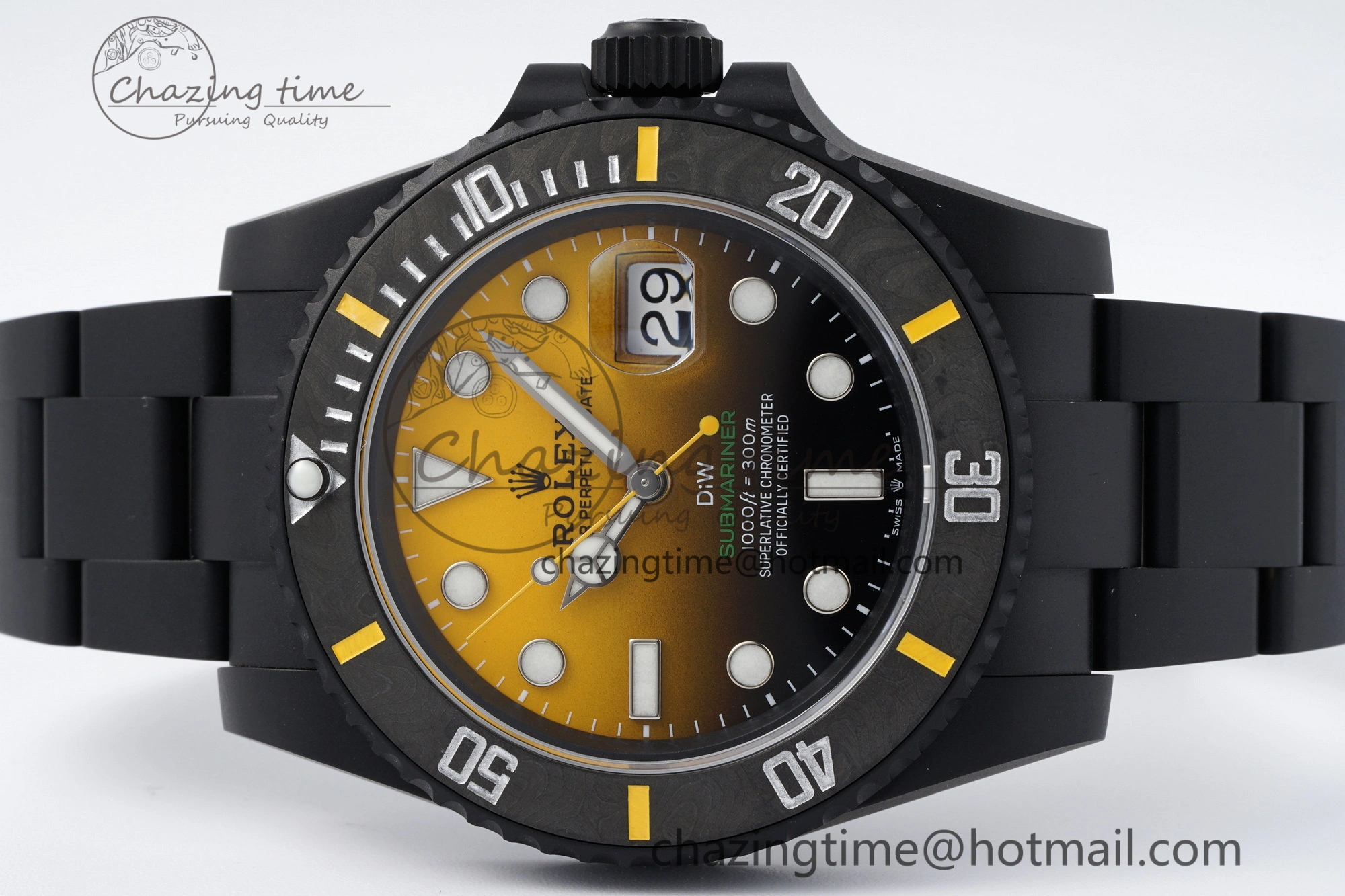 Submariner DIW DLC VSF 1:1 Best Edition Black Yellow Dial on DLC Bracelet VS Trendy 1825