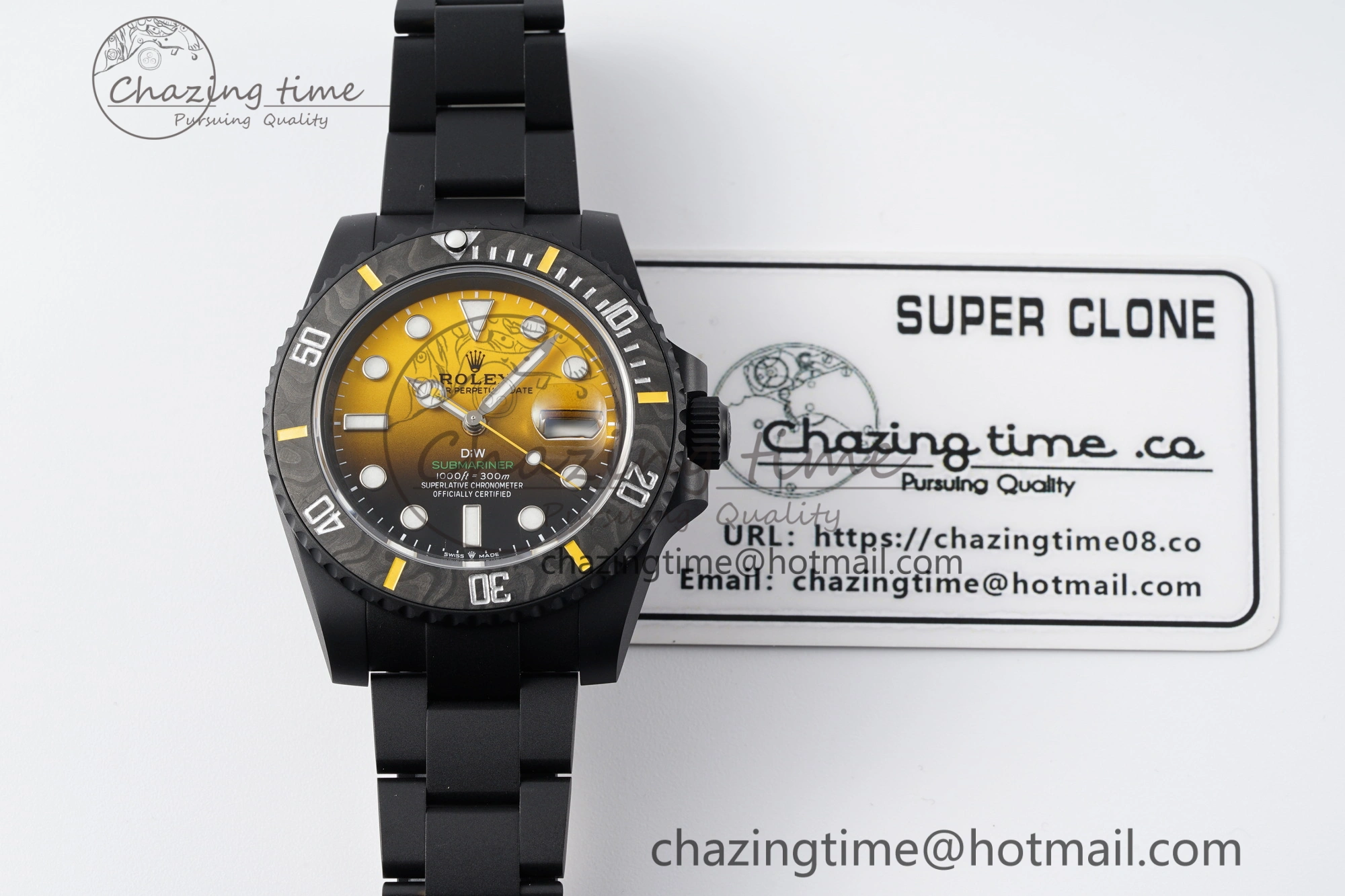 Submariner DIW DLC VSF 1:1 Best Edition Black Yellow Dial on DLC Bracelet VS Trendy 1825
