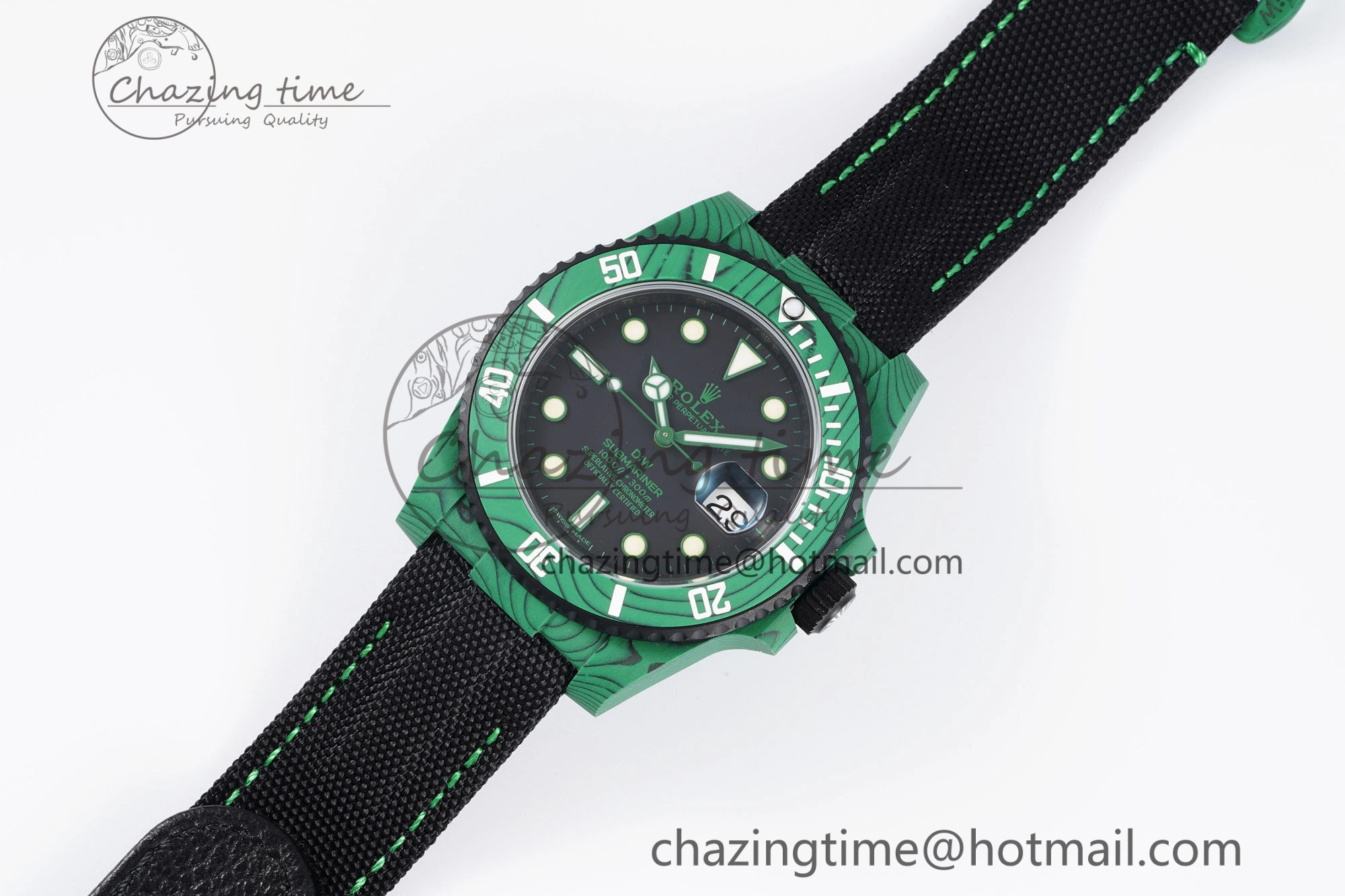Submariner DIW Green Carbon VSF 1:1 Best Edition Black Dial on Black Nylon Strap VS Cozy 2070
