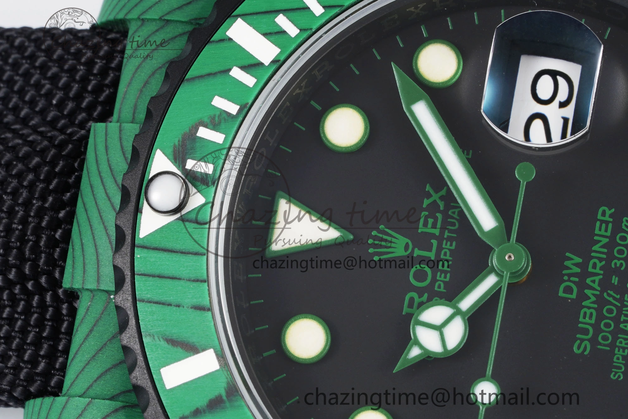 Submariner DIW Green Carbon VSF 1:1 Best Edition Black Dial on Black Nylon Strap VS Cozy 2070
