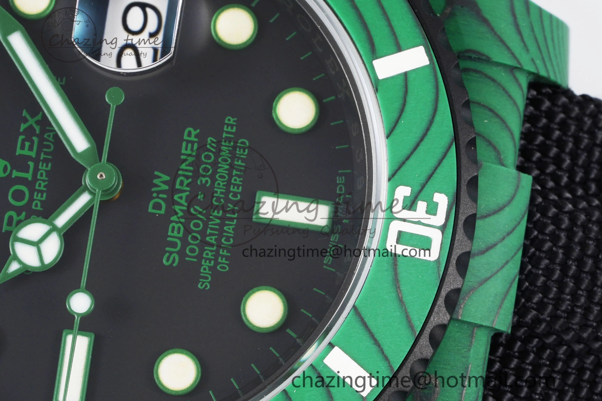 Submariner DIW Green Carbon VSF 1:1 Best Edition Black Dial on Black Nylon Strap VS Cozy 2070