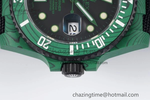 Submariner DIW Green Carbon VSF 1:1 Best Edition Black Dial on Black Nylon Strap VS Cozy 2070