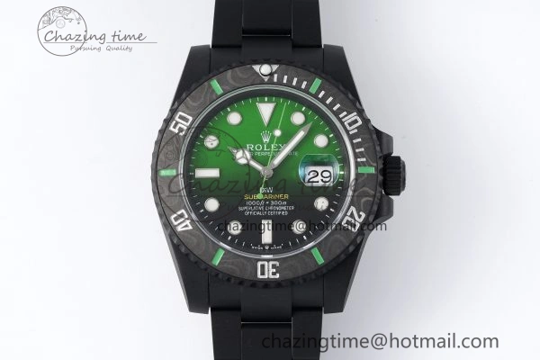 Submariner DIW “Parakeet” DLC VSF 1:1 Best Edition Black Green Dial on DLC Bracelet VS Vibrant 2086
