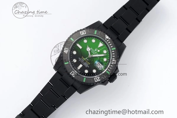 Submariner DIW “Parakeet” DLC VSF 1:1 Best Edition Black Green Dial on DLC Bracelet VS Vibrant 2086