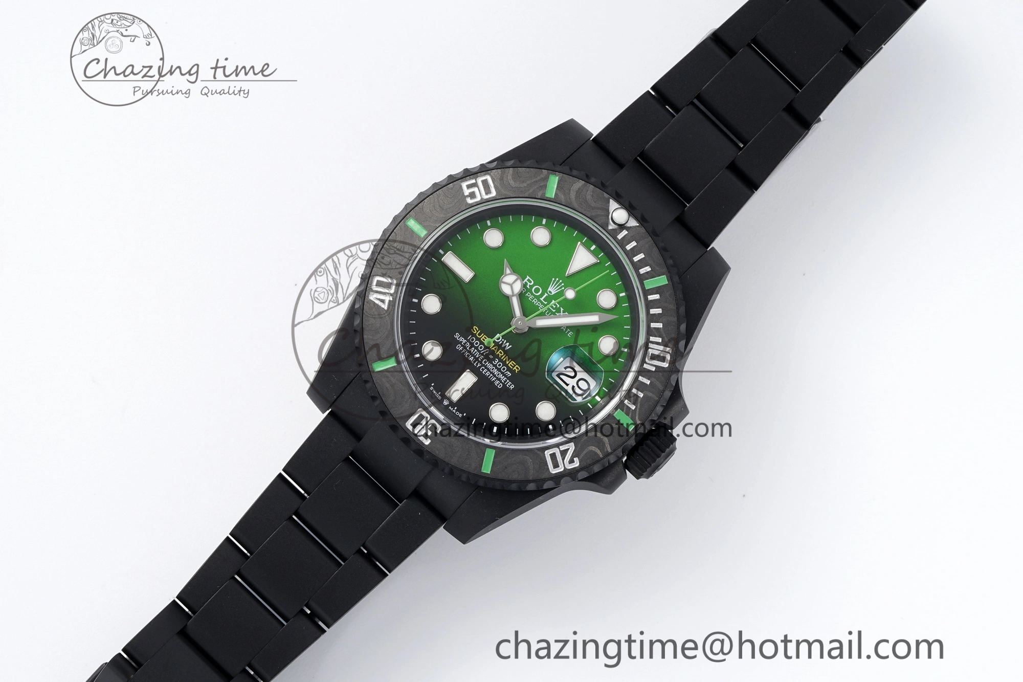 Submariner DIW “Parakeet” DLC VSF 1:1 Best Edition Black Green Dial on DLC Bracelet VS Vibrant 2086