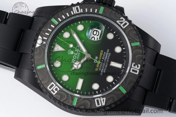 Submariner DIW “Parakeet” DLC VSF 1:1 Best Edition Black Green Dial on DLC Bracelet VS Vibrant 2086