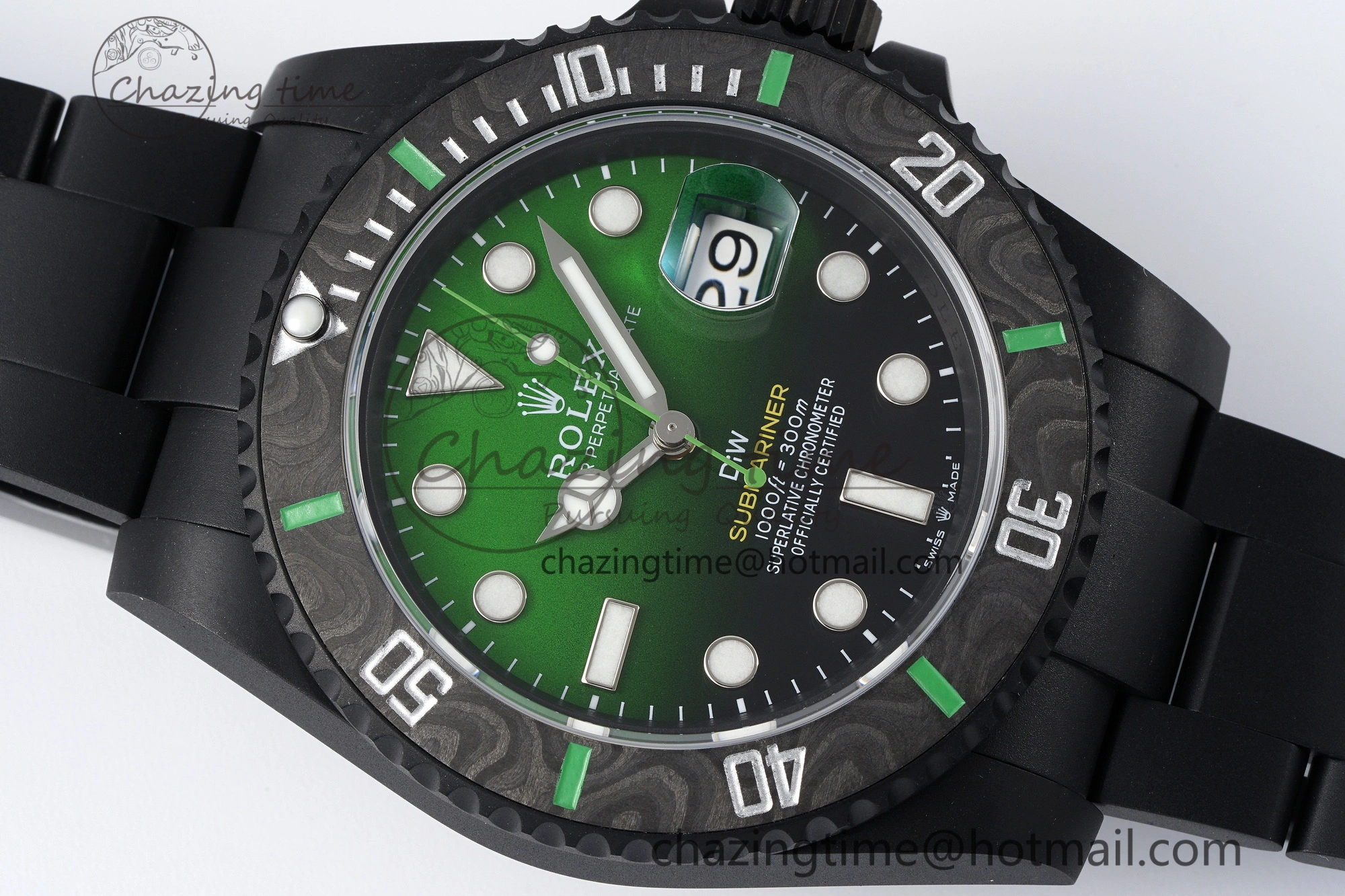 Submariner DIW “Parakeet” DLC VSF 1:1 Best Edition Black Green Dial on DLC Bracelet VS Vibrant 2086