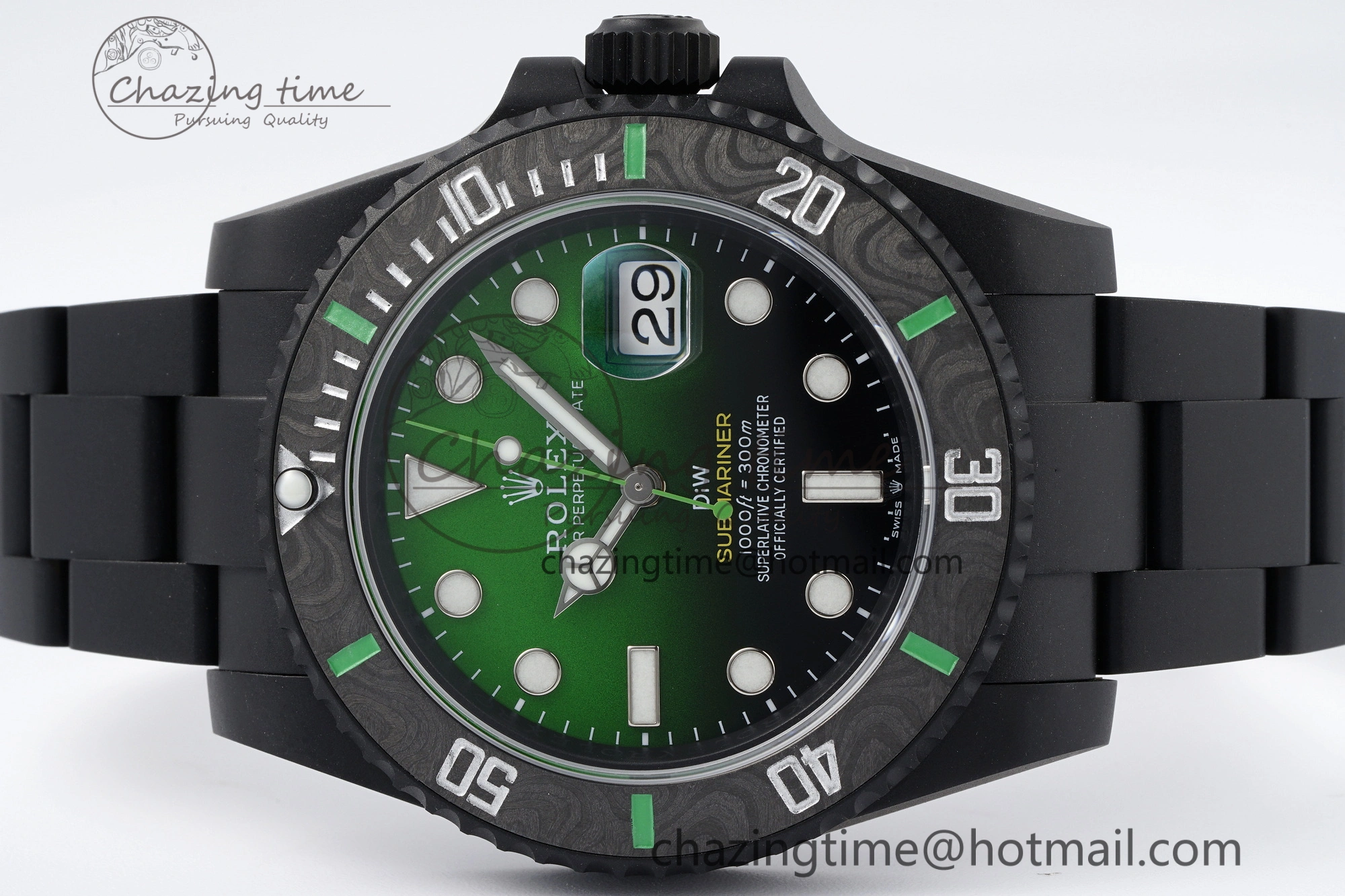 Submariner DIW “Parakeet” DLC VSF 1:1 Best Edition Black Green Dial on DLC Bracelet VS Vibrant 2086